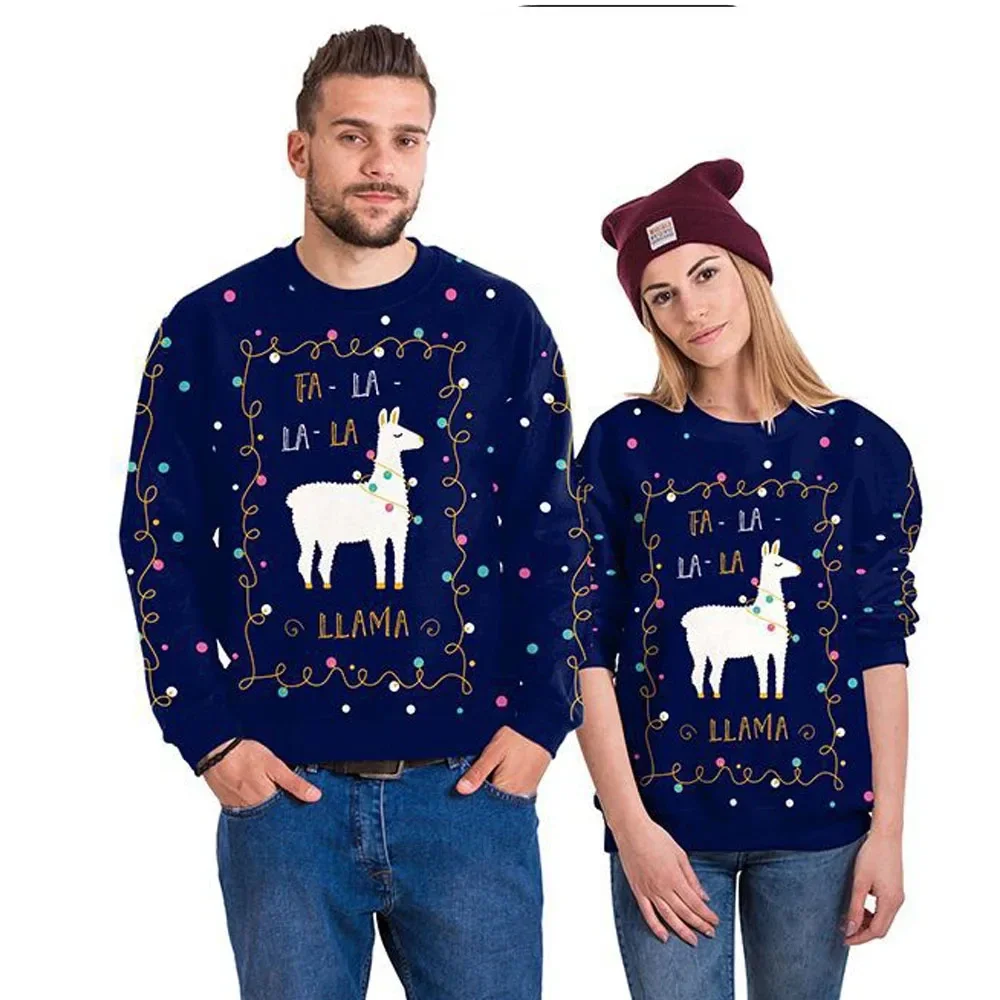 3D Printing Xmas - Masculino feminino lhama feio natal moletom